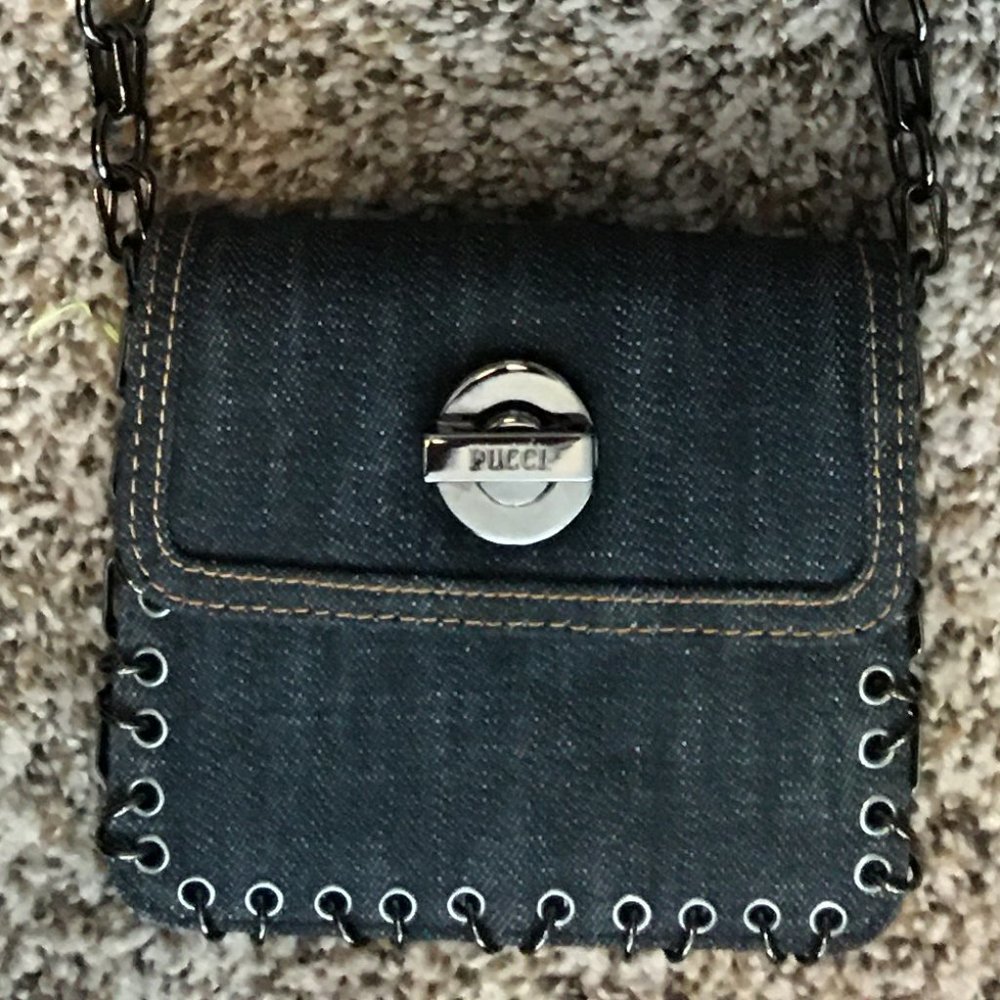 Emilio Pucci AUTHENTIC Denim Handbag Chain Detail